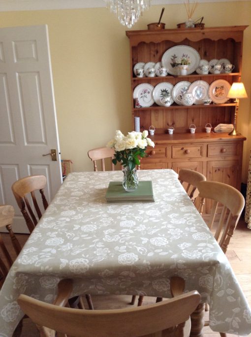 Bird Garden taupe Oilcloth tablecloth