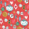 Christmas Baubles Red Gloss Oilcloth Tablecloth